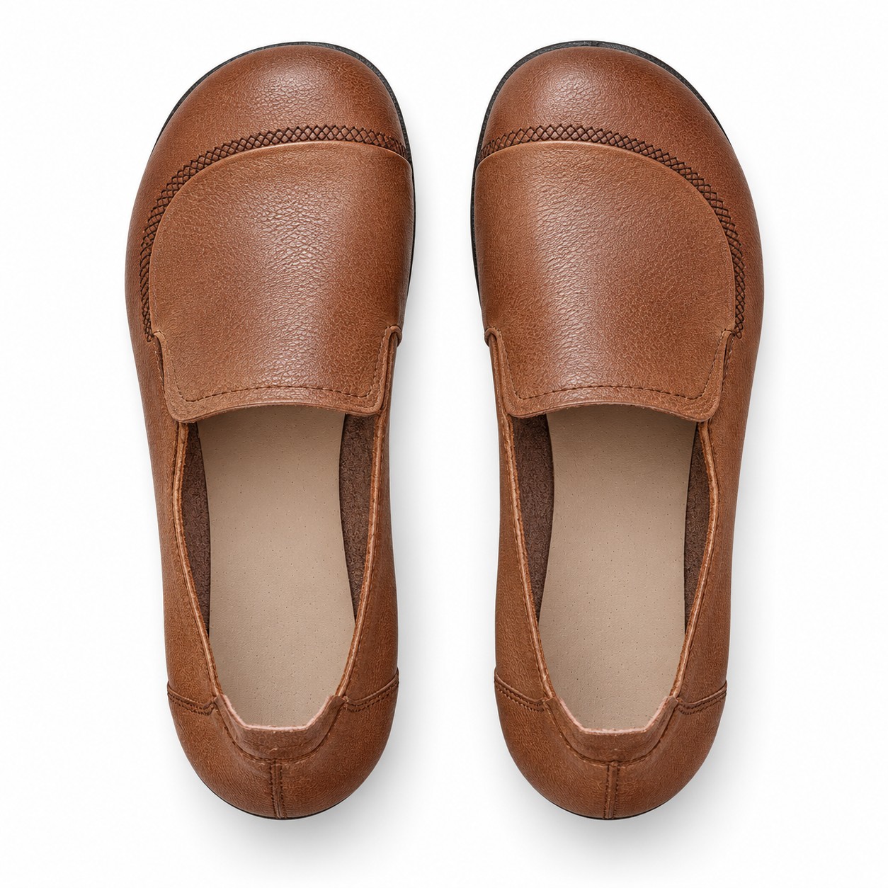 Women's Full-Grain Leather Moc-Toe Slip-On Flats 5