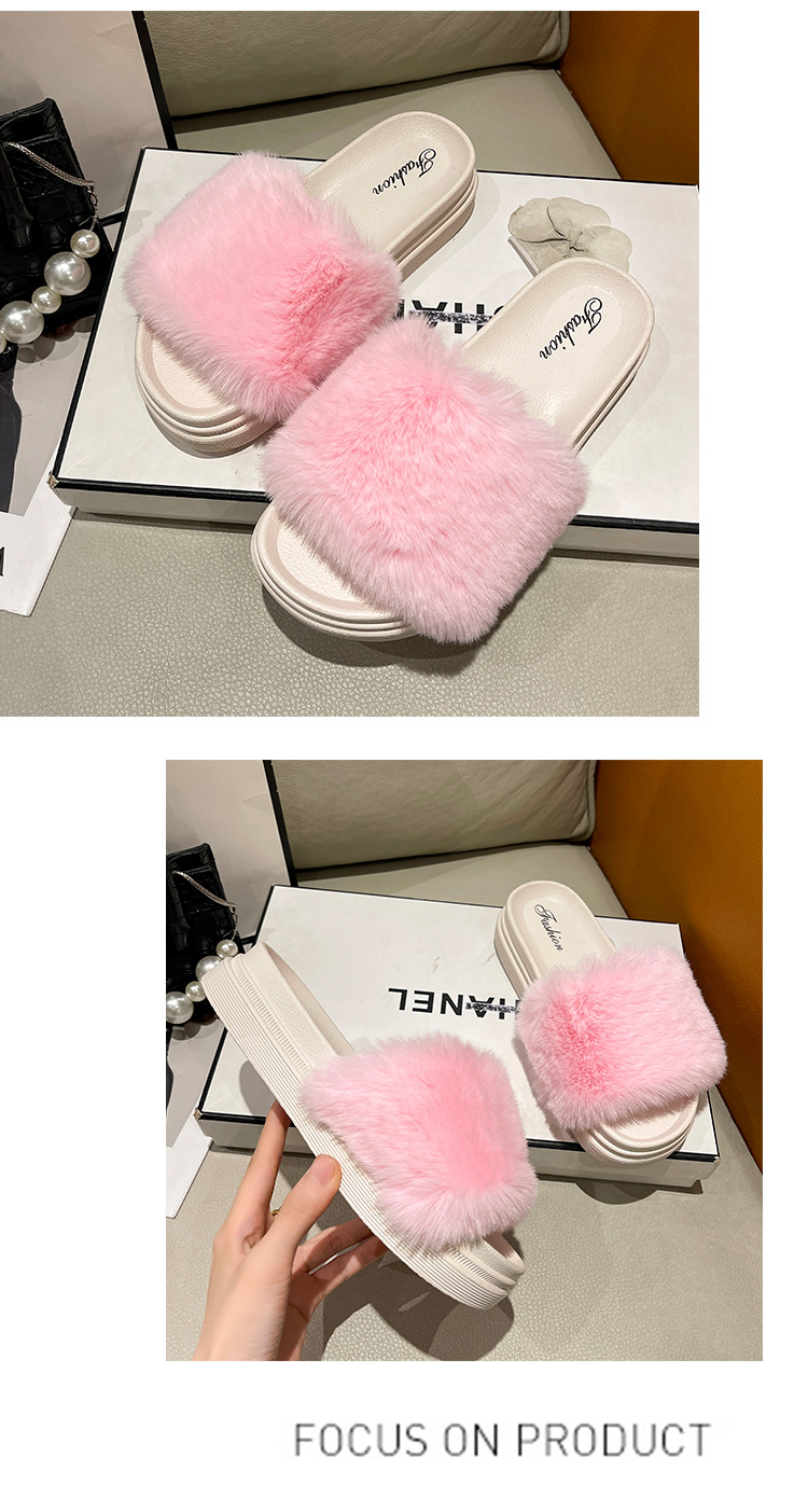 Pantofole da donna in morbido peluche con plateau e punta aperta detail 13