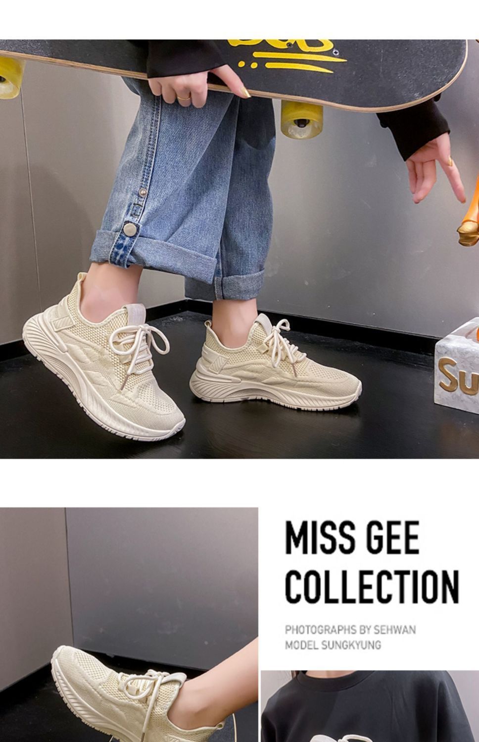 Women's Breathable Mesh Lace-Up Casual Sneakers detail 17