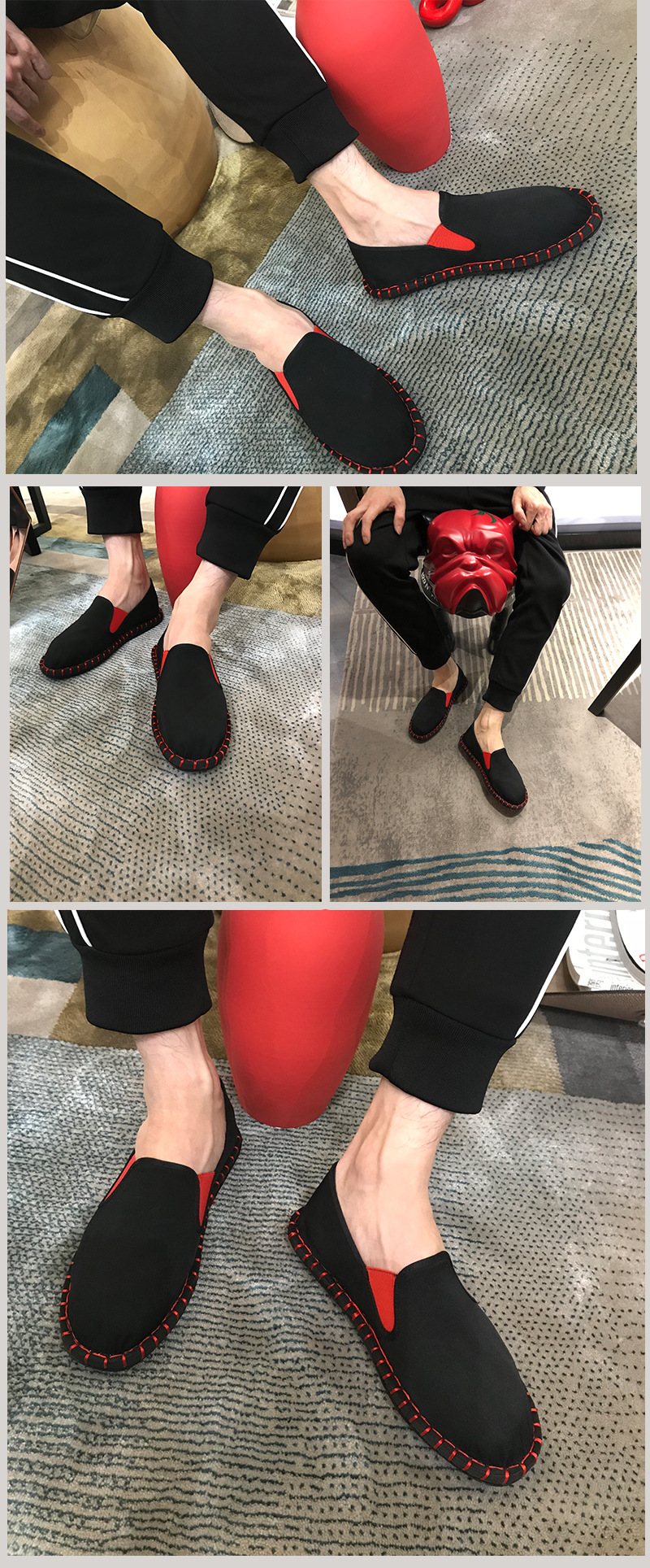 Men's Breathable Embroidered Slip-On Casual Shoes detail 1