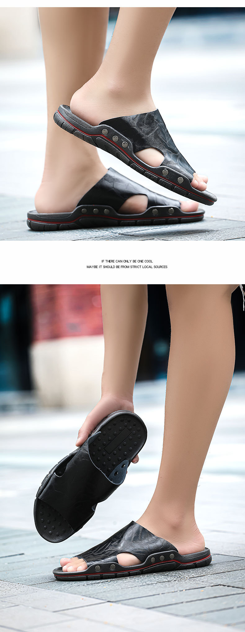 Men's Casual Non-Slip PU Leather Slide Slippers detail 5