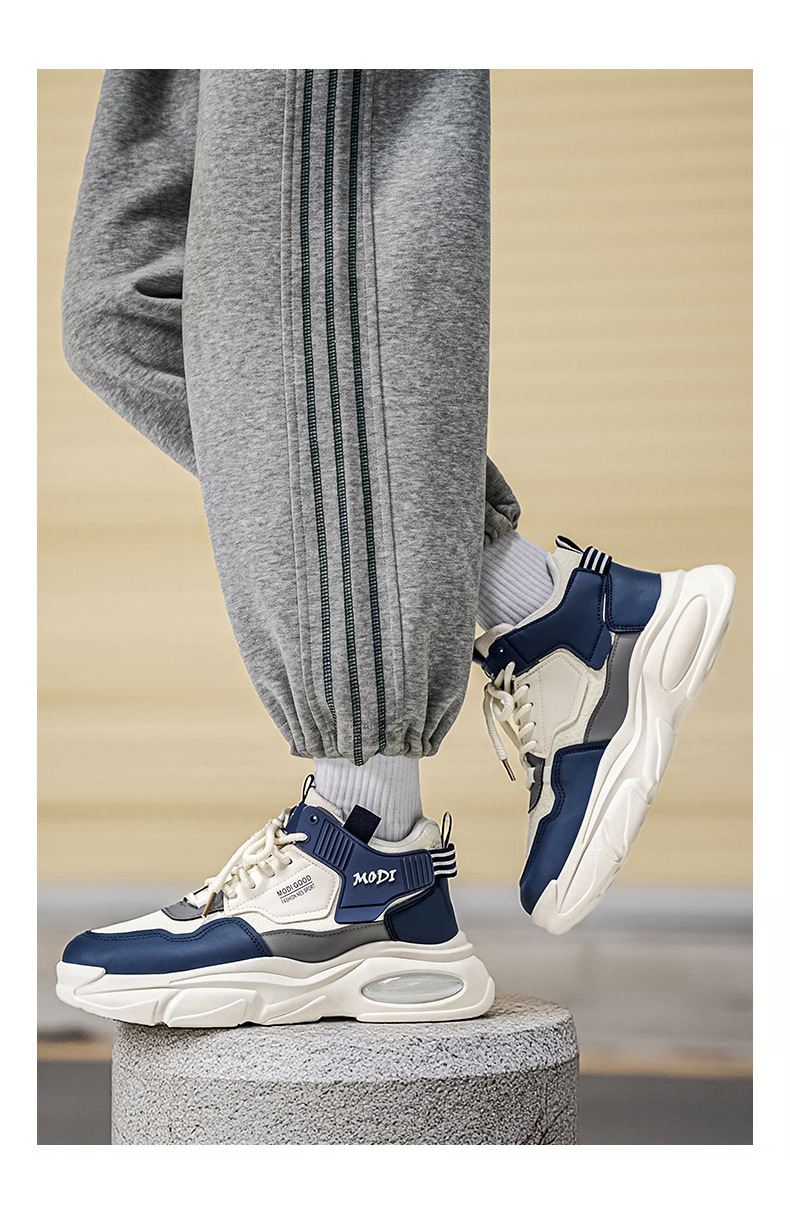 Dikke gedempte casual herenschoenen met colourblock-design detail 4