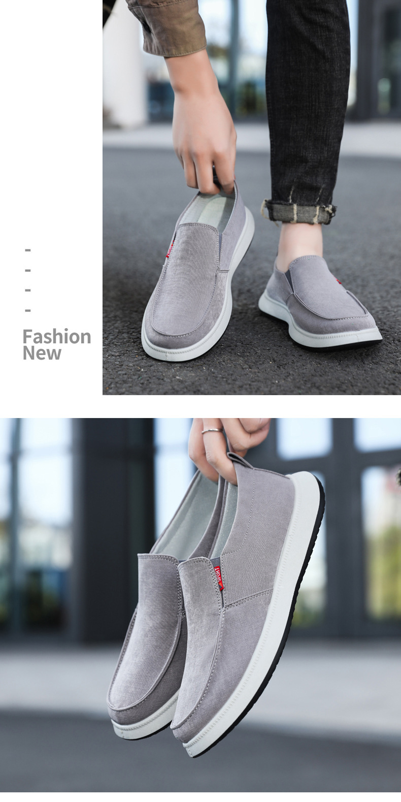 Men's Breathable Canvas Slip-On Casual Shoes detail 5