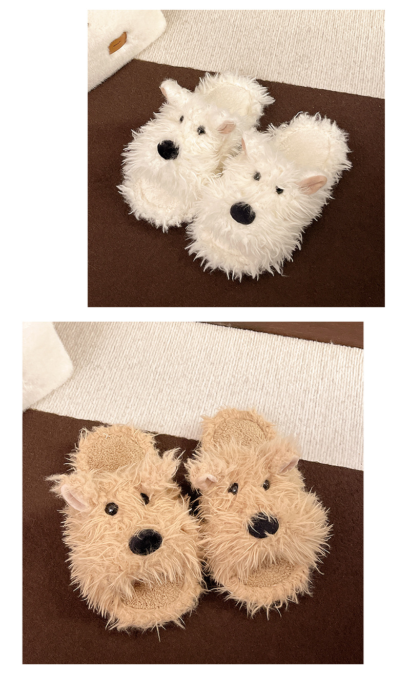 Pantofole da casa da donna in morbido peluche a forma di cane detail 8