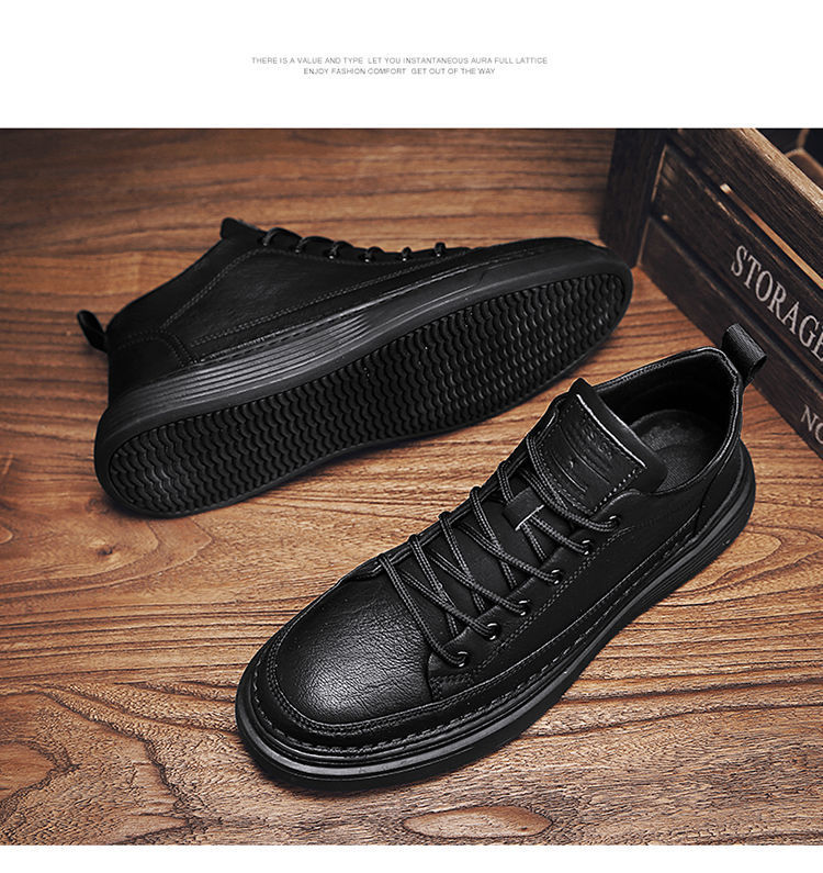 Rutschfeste PU-Leder Freizeitschuhe für Herren mit Schnürung detail 7