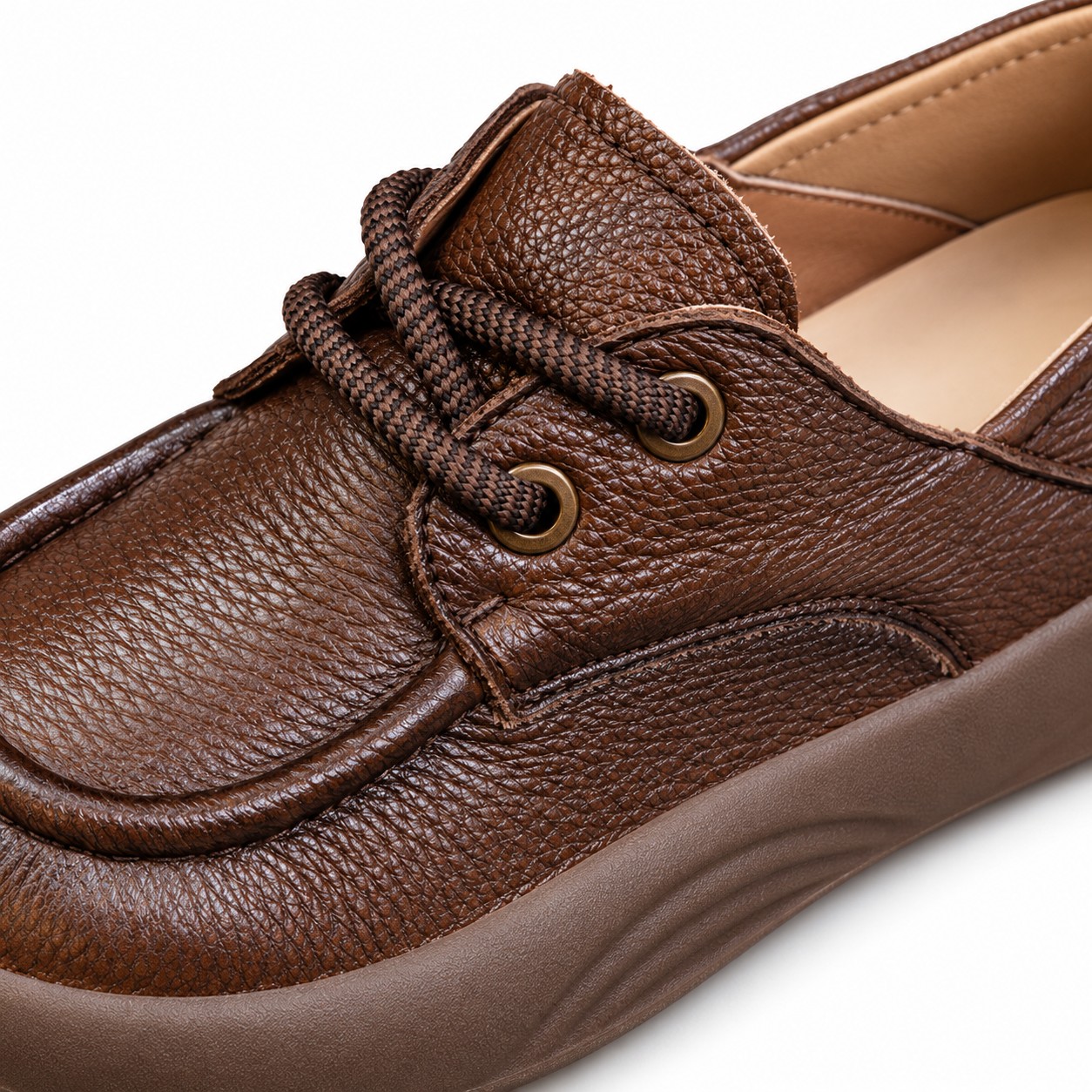 Women's Full-Grain Leather Wide Toe Box Lace-Up Casual Shoes 9