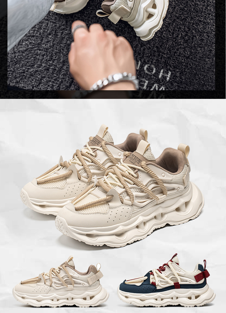Sneakers casual da uomo con plateau e lacci – Scarpe sportive traspiranti detail 2