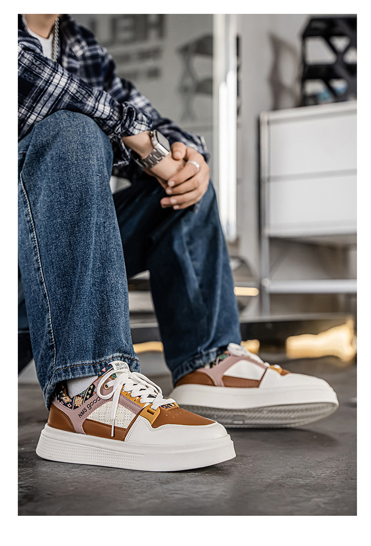 Baskets casual à plateforme et lacets pour hommes style color-block detail 17