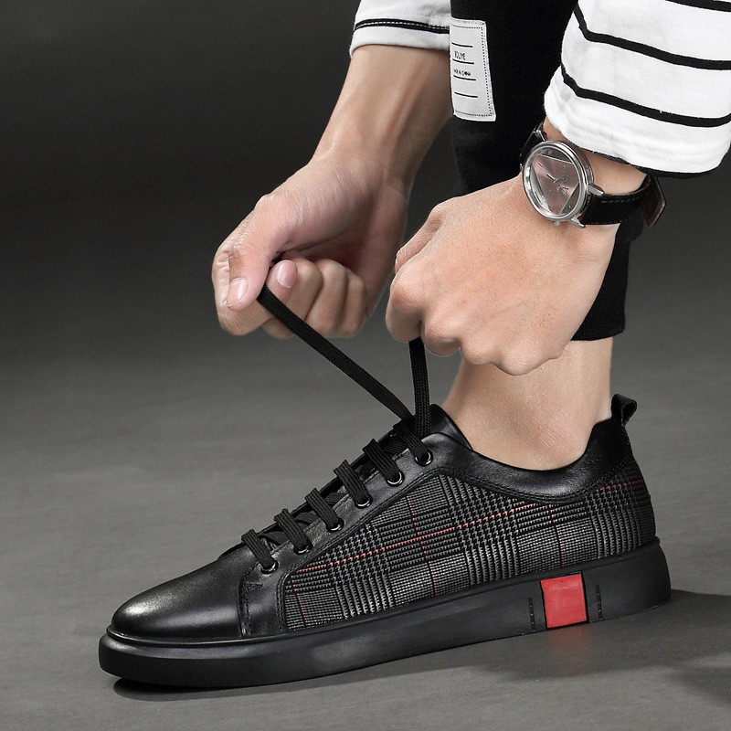 Herren-Freizeitschuhe aus Leder zum Schnüren mit Karomuster 4