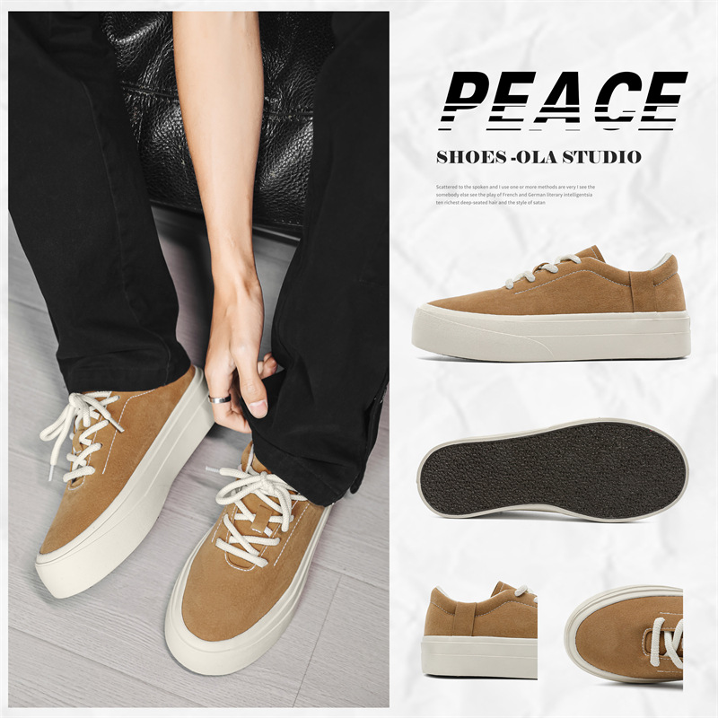 Herren-Freizeitschuhe aus Wildleder mit Plateausohle und Schnürung
