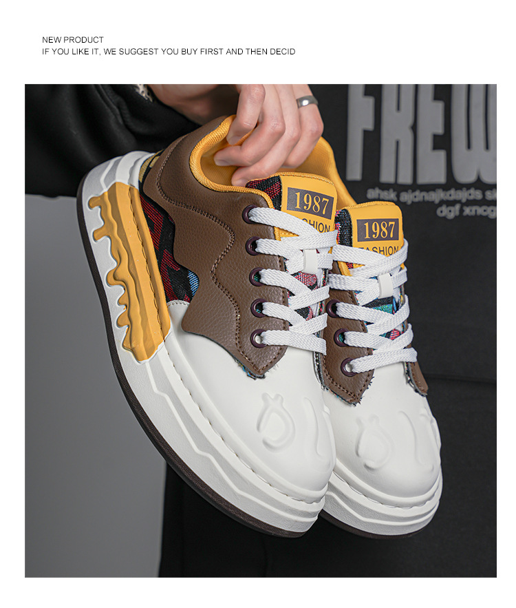 Men's Colorblock Lace-Up Platform Casual Sneakers detail 7