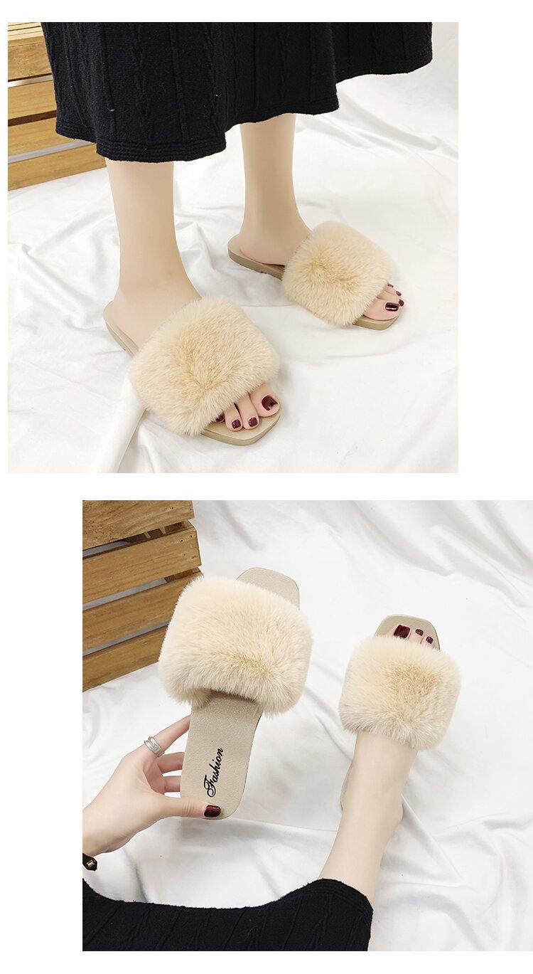 Pantofole Basse da Donna in Peluche con Punta Aperta detail 4