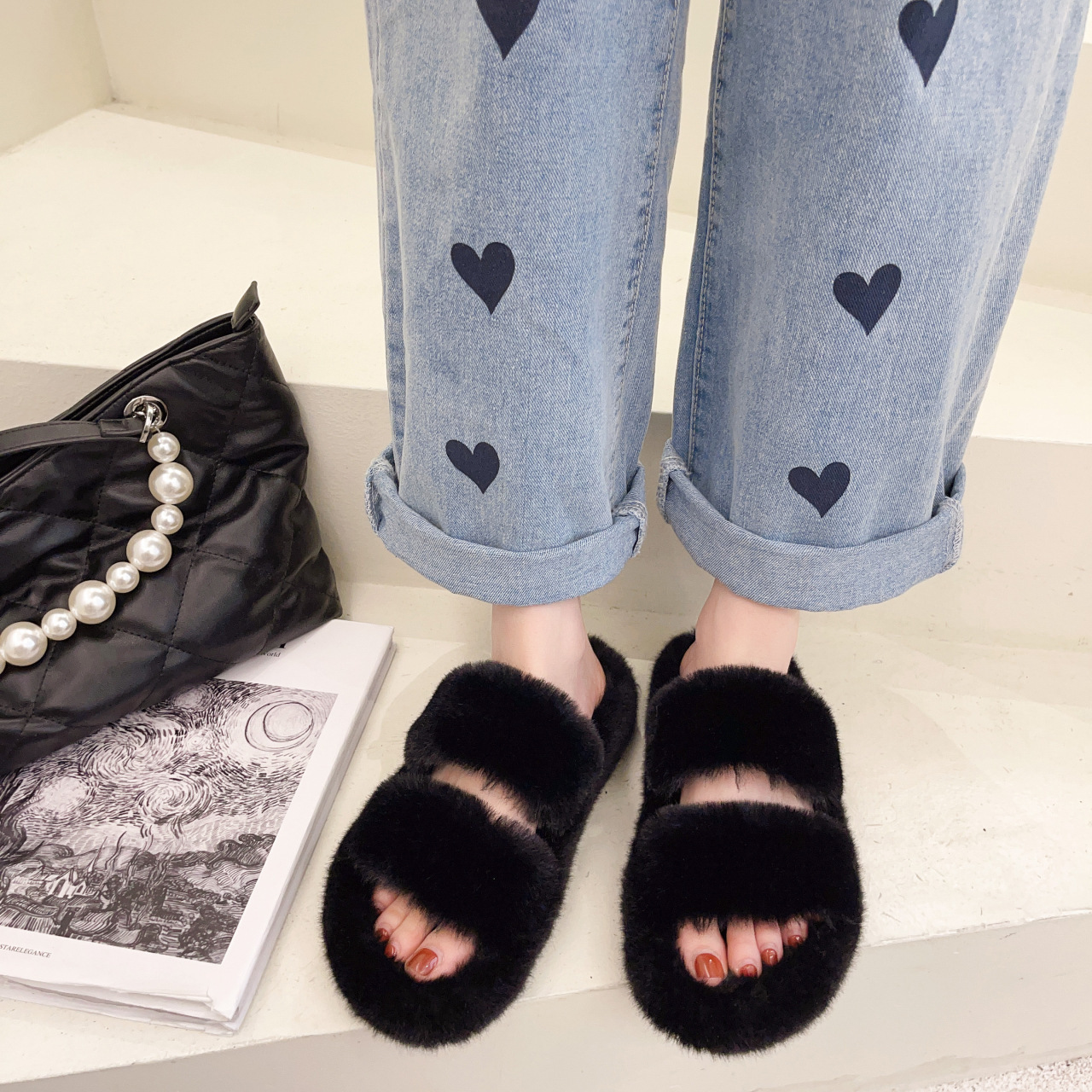 Furry Shoes-Black