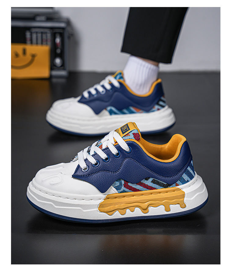 Men's Colorblock Lace-Up Platform Casual Sneakers detail 15