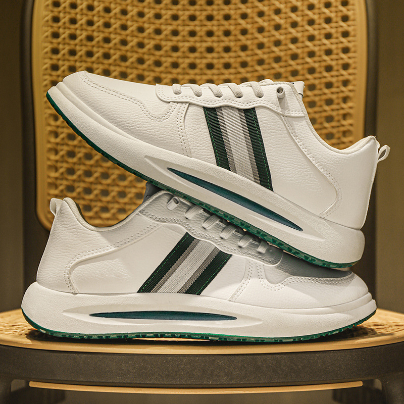 Men's Striped Lace-Up PU Leather Casual Sneakers 5