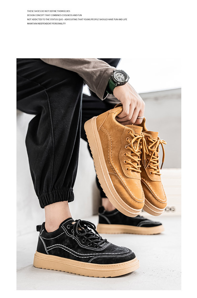 Gedämpfte Plateau-Freizeitschuhe für Herren mit Schnürung detail 1