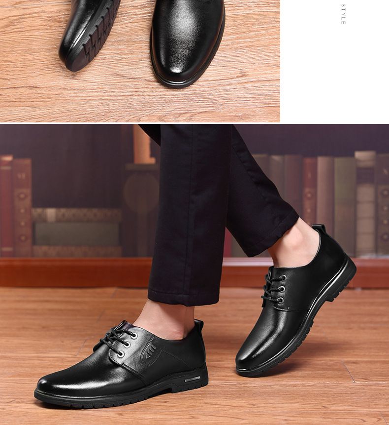 Elegante Schuhe für Herren aus Leder zum Schnüren mit rutschfester Sohle detail 1