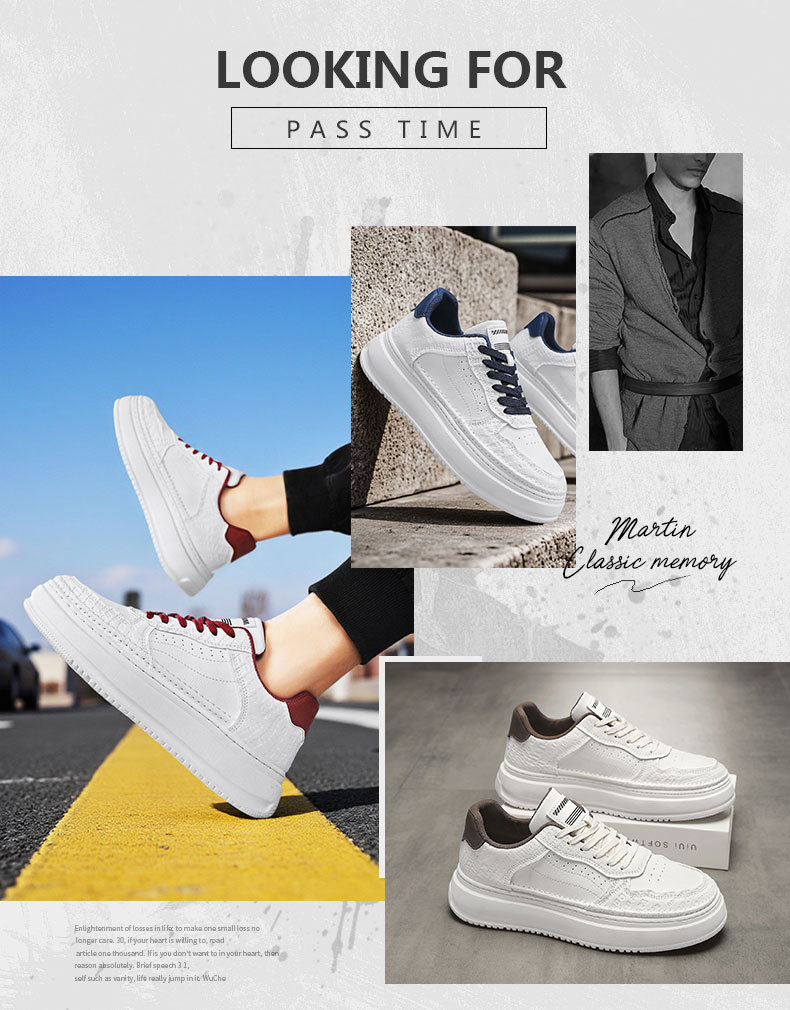 Sneakers casual da uomo stringate con plateau in pelle PU detail 1