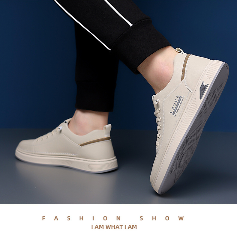 Rutschfeste Schnür-Freizeitschuhe aus Leder für Herren detail 3