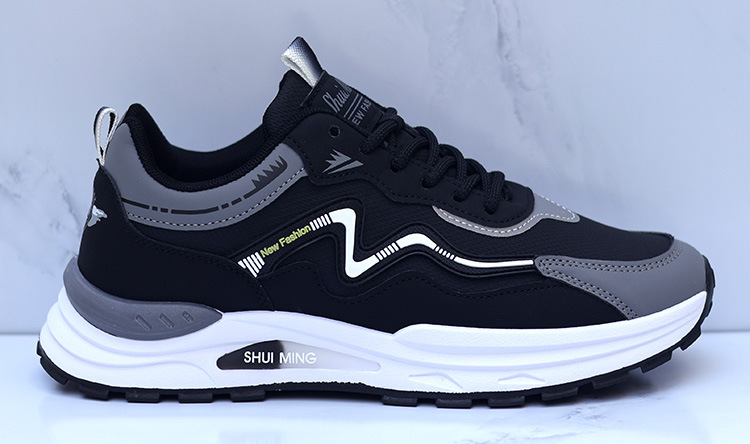 Sneakers casual da uomo traspiranti stringate con motivo color block detail 9