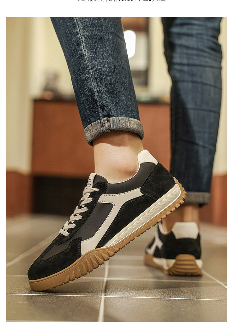 Baskets à lacets en cuir à blocs de couleurs pour homme detail 4