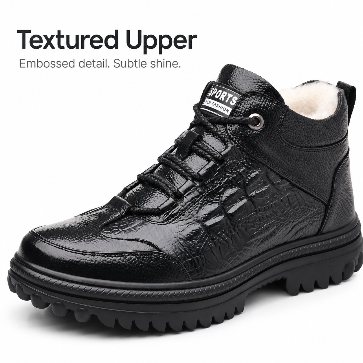 Men's Full-Grain Leather Lug-Sole Lace-Up Boots detail 1
