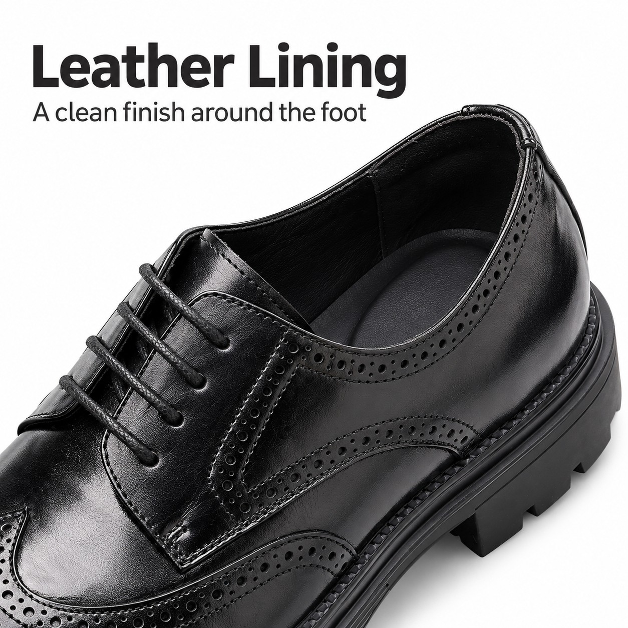 Men's Full-Grain Leather Wingtip Brogue Derby Dress Shoes detail 3