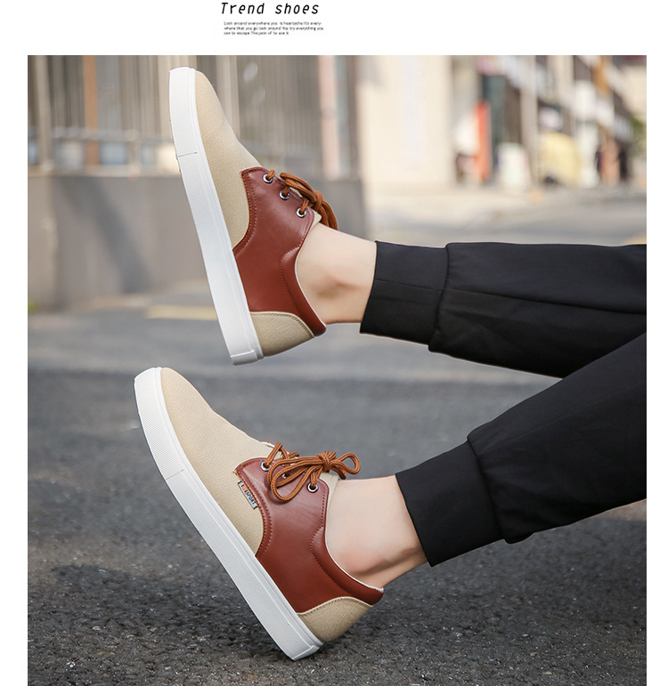 Men's Breathable Canvas Colorblock Casual Shoes detail 2