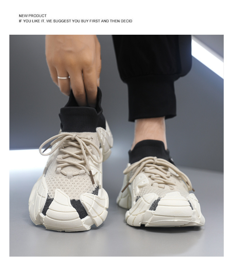 Men's Breathable Knit Platform Chunky Sneakers detail 4