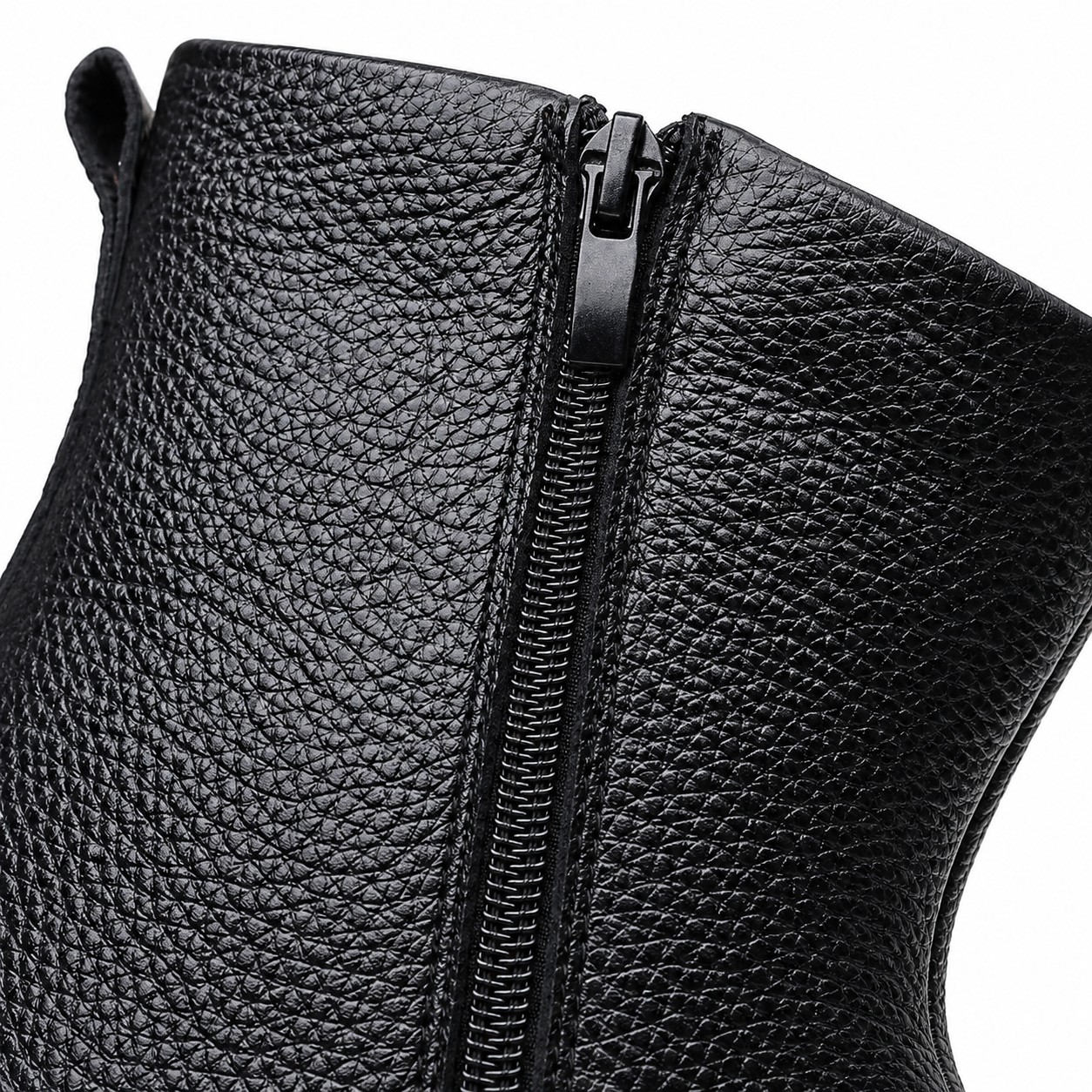 Men's Fur-Lined Full-Grain Leather Side-Zip Boots 9
