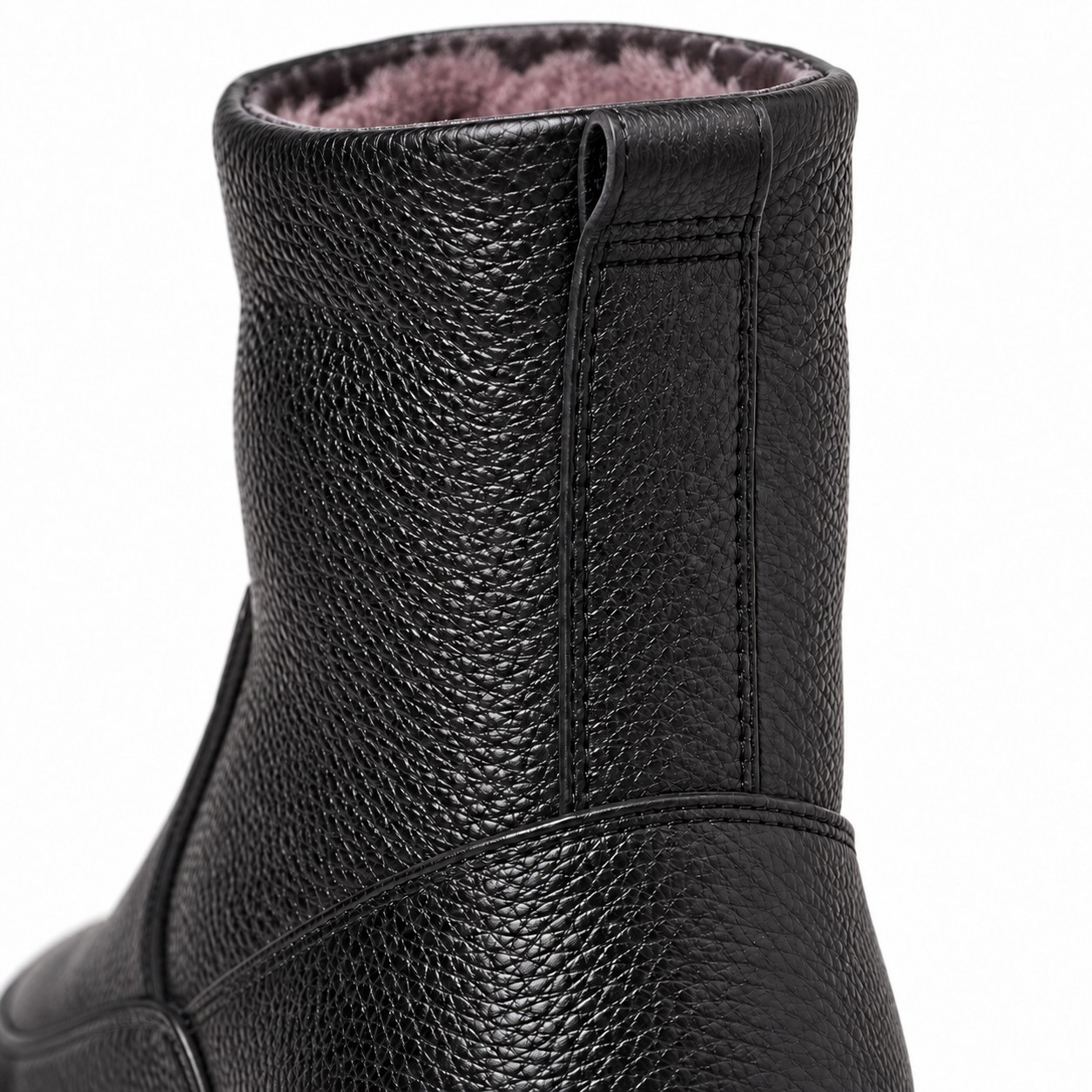 Men's Fur-Lined Full-Grain Leather Side-Zip Boots 12