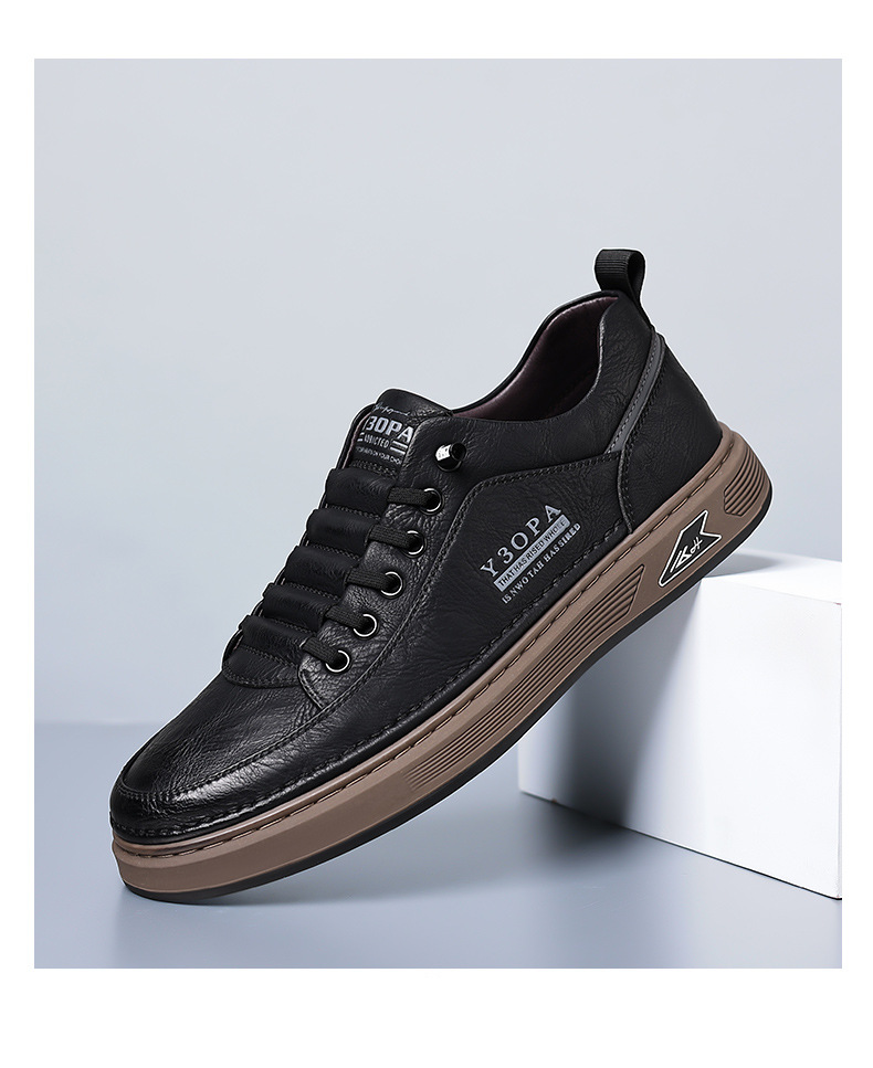 Men's Leather Lace-Up Low-Top Casual Shoes detail 20