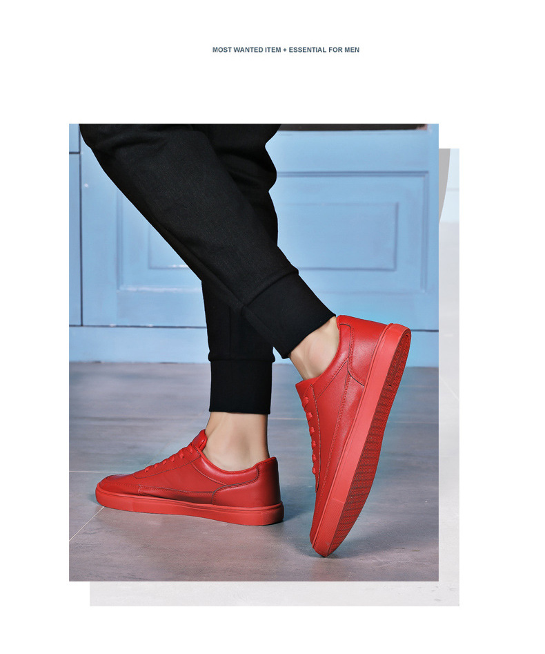Einfarbige Herren-Sneaker aus PU-Leder, rutschfest & lässig detail 5