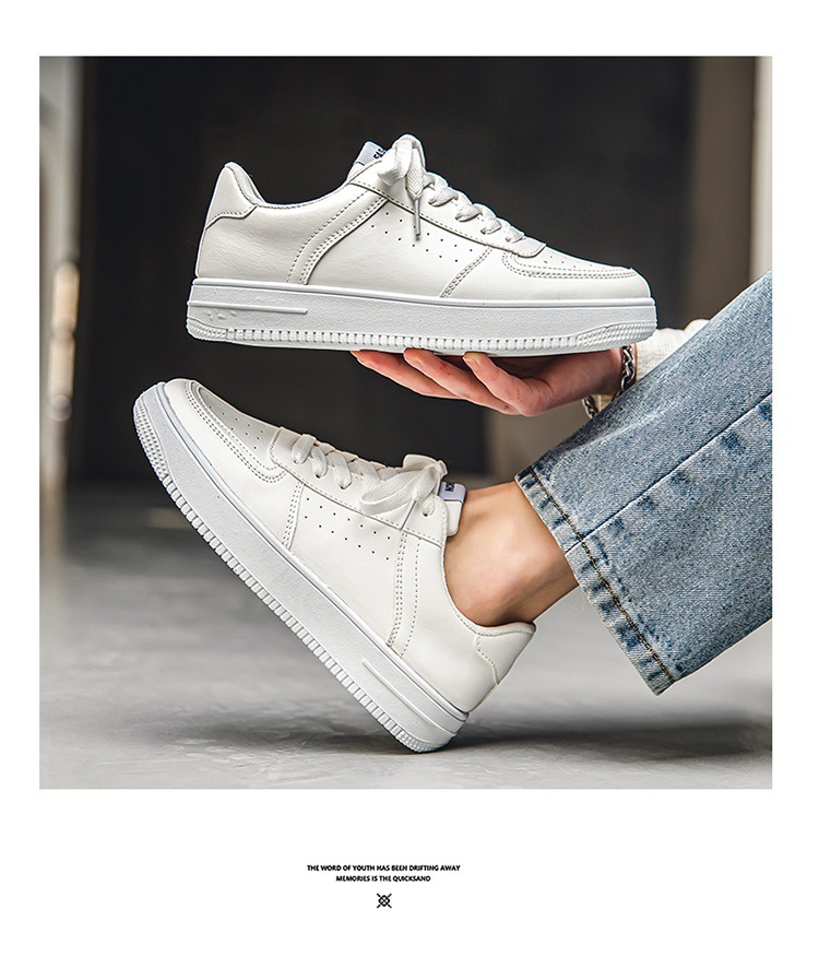 Men's Breathable PU Leather Lace-Up Sneakers detail 1