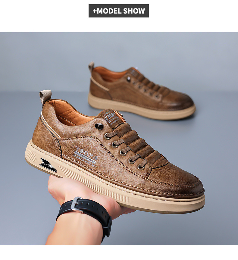 Men's Leather Lace-Up Low-Top Casual Shoes detail 18