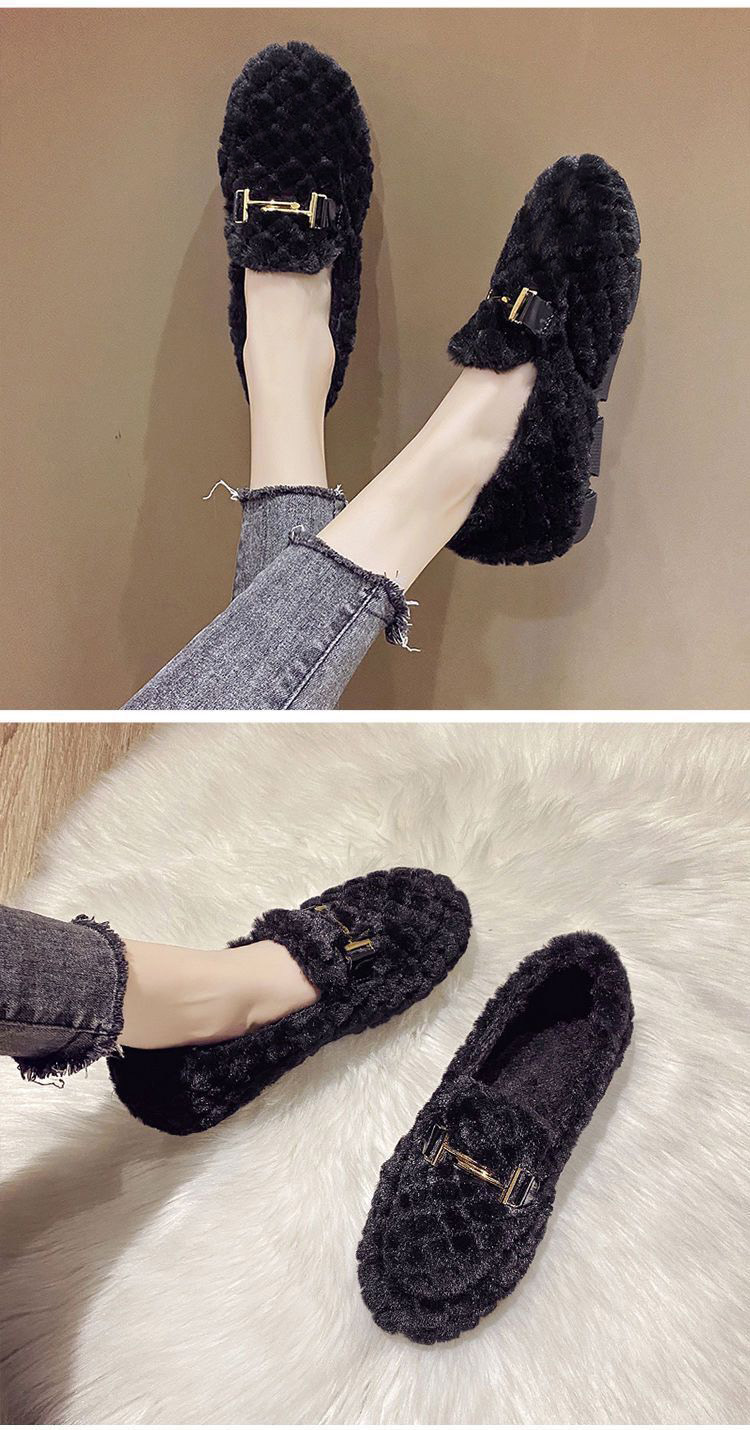 Warme flache Plüsch-Slipper für Damen im Loafer-Stil detail 2