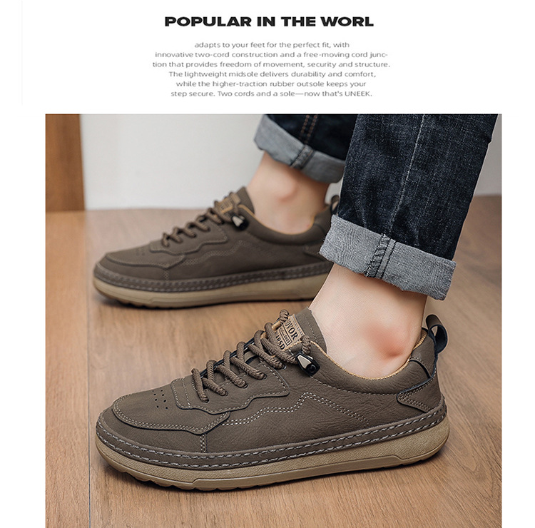 Herren Freizeitschuhe aus PU-Leder mit Schnürung & rutschfester Sohle detail 5
