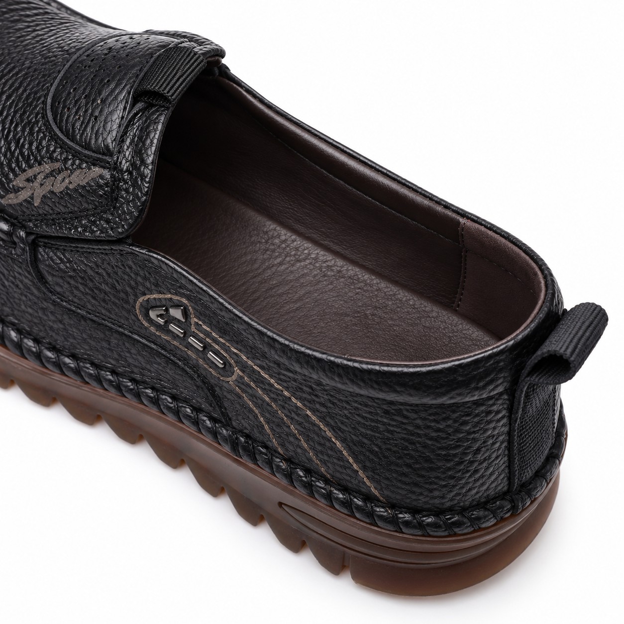 Men's Full-Grain Leather Elastic-Gore Slip-On Casual Shoes 8