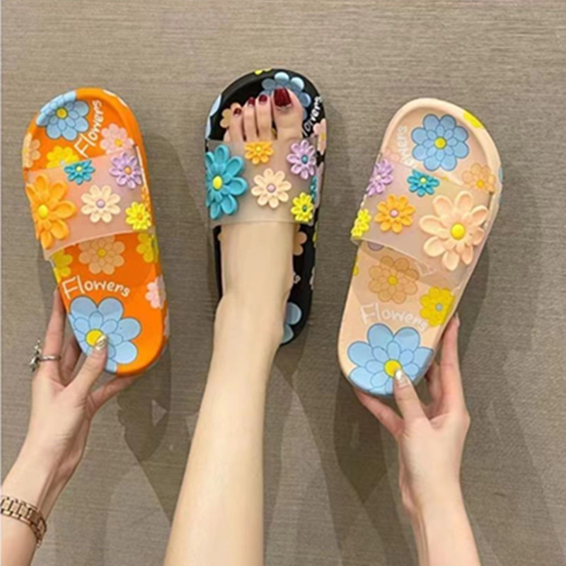 Claquettes légères femme à fleurs et bout ouvert