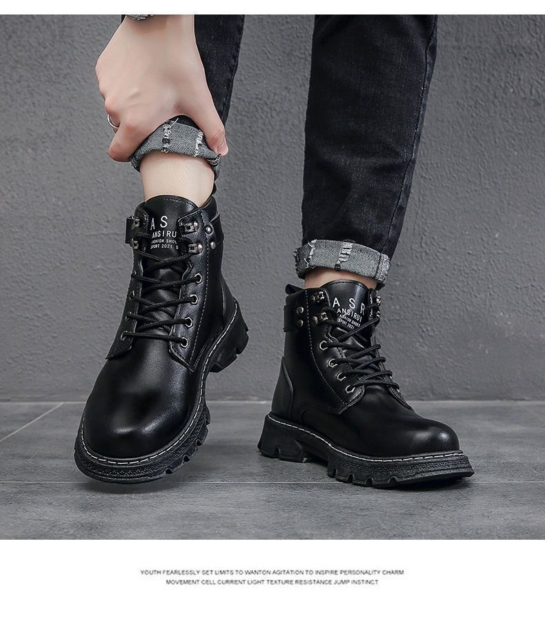 Botas de cuero con cordones antideslizantes estilo urbano hombre detail 7