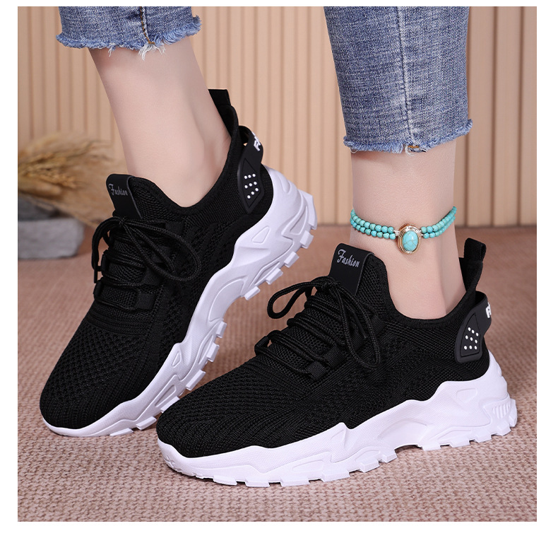 Ademende chunky platform sneakers voor dames van gebreid materiaal detail 17