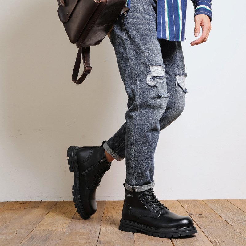 Rutschfeste Schnürstiefel aus Leder für Herren detail 12