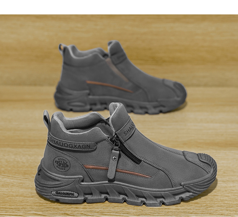 Rutschfeste Plateau-Freizeitschuhe für Herren mit Reißverschluss detail 4