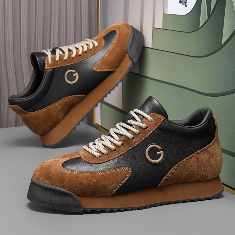 Herren Plateau-Sneaker aus Leder im Colorblock-Design detail 9