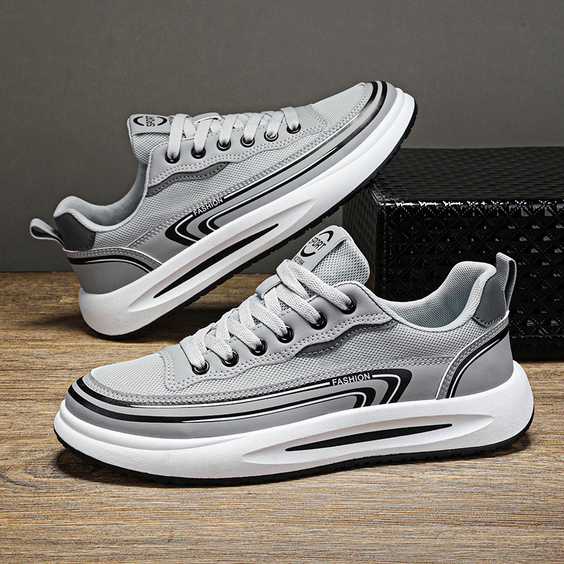Sneakers casual da uomo traspiranti in mesh con lacci 5