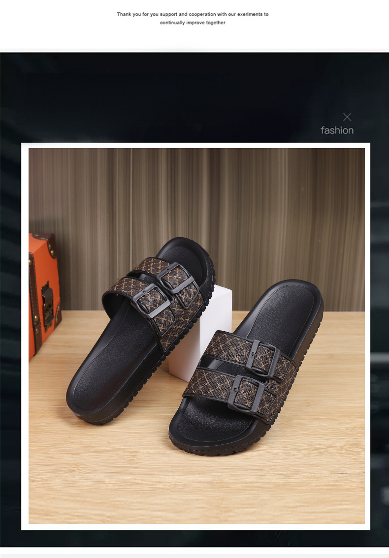 Casual heren slippers met open neus en dubbele gesp detail 4