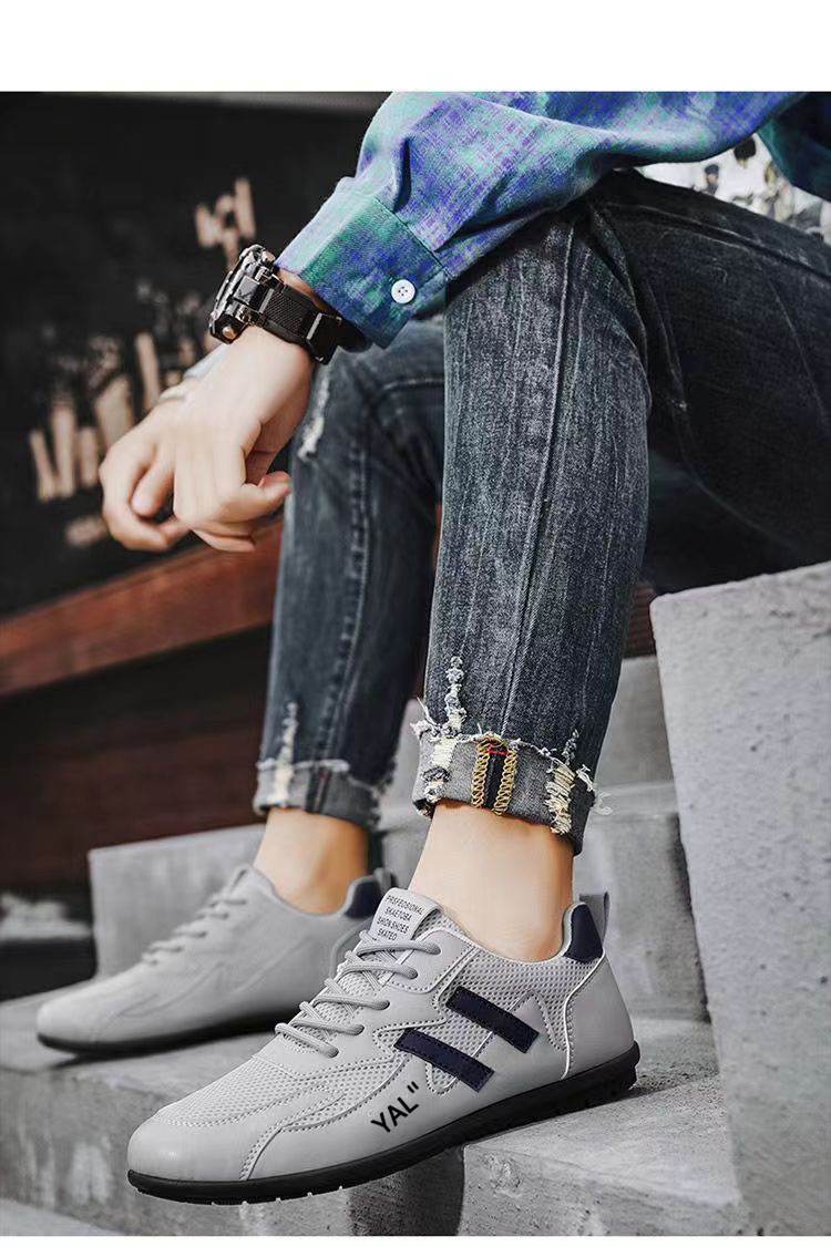 Atmungsaktive Freizeitschuhe für Herren mit Schnürung im Colorblock-Design detail 4
