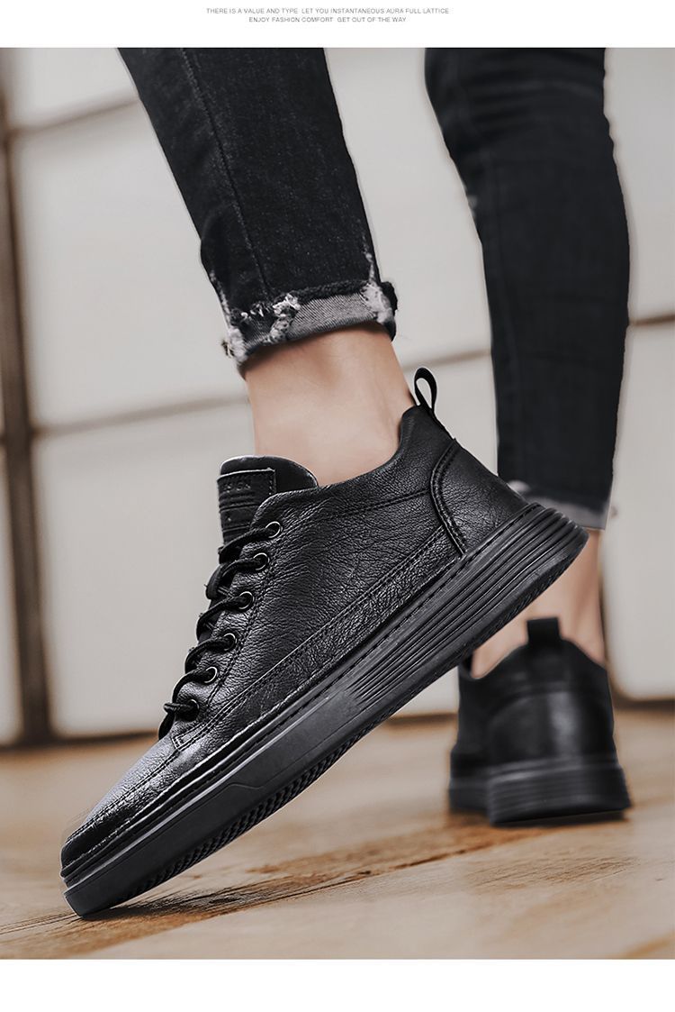 Rutschfeste PU-Leder Freizeitschuhe für Herren mit Schnürung detail 3