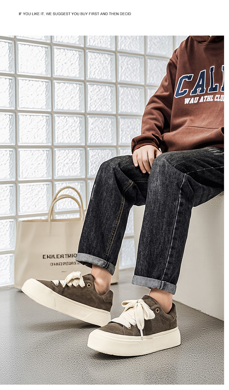 Unisex Plateau-Freizeitschuhe aus Wildleder mit Dämpfung und Schnürung detail 16