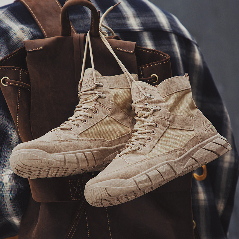 Atmungsaktive Outdoor-Stiefel für Herren aus Canvas zum Schnüren